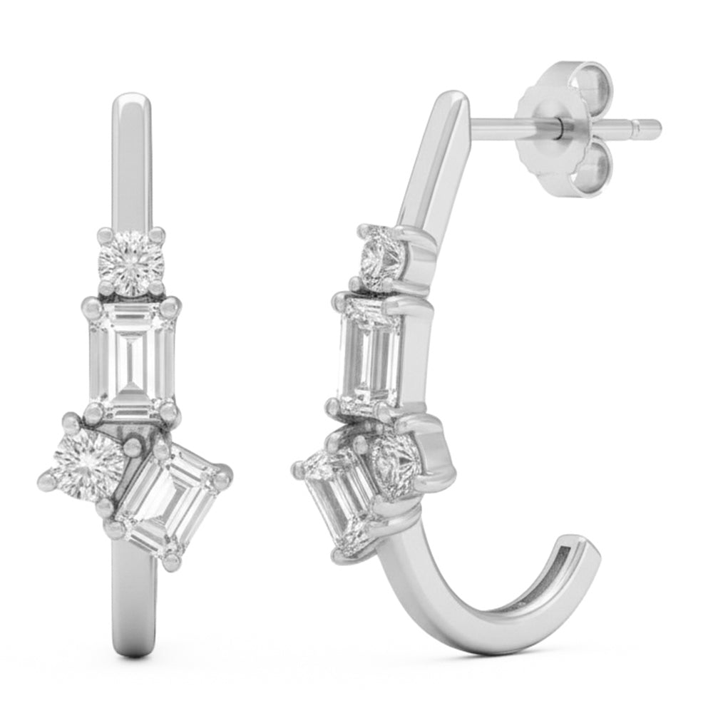 1ct 14K White Gold  Diamond Earrings
