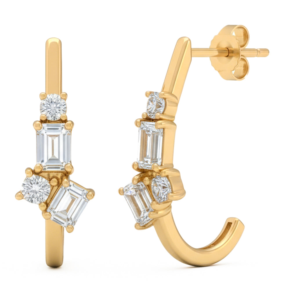 1ct 14K Yellow Gold  Diamond Earrings