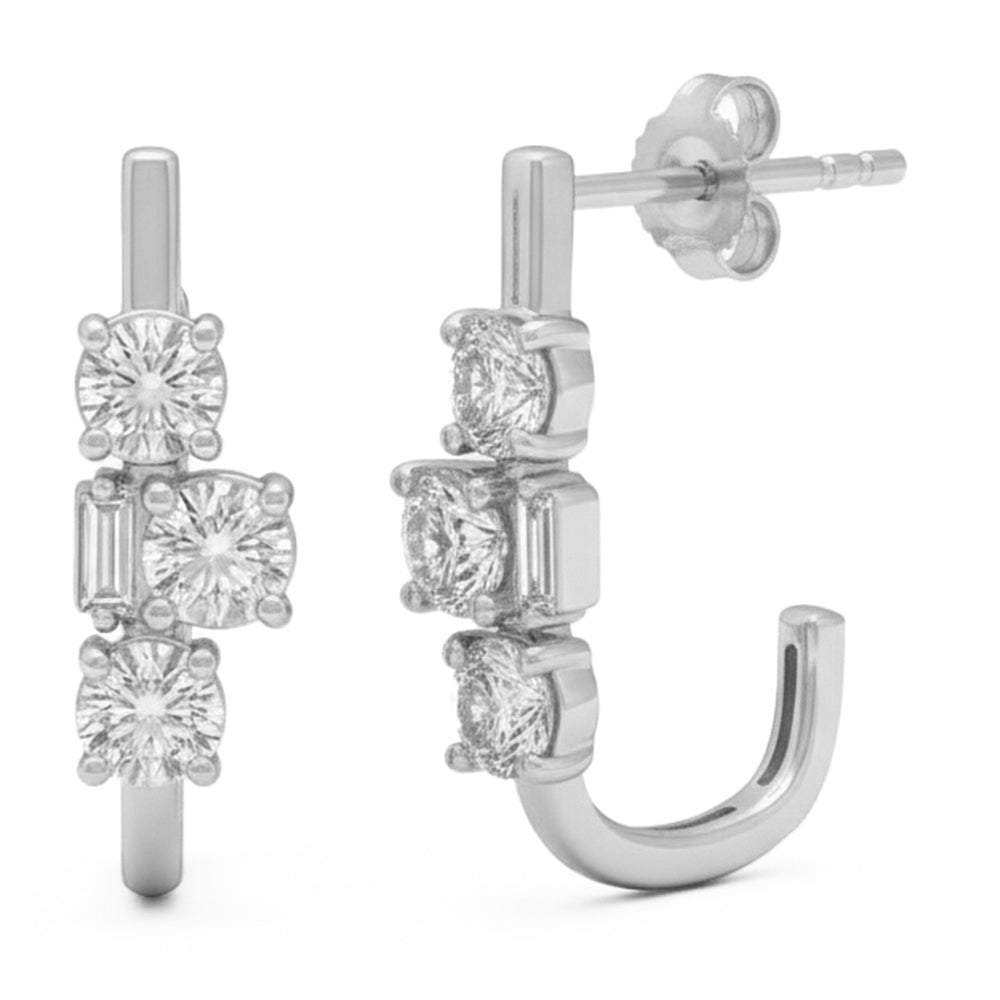 1ct 14K White Gold  Diamond Earrings