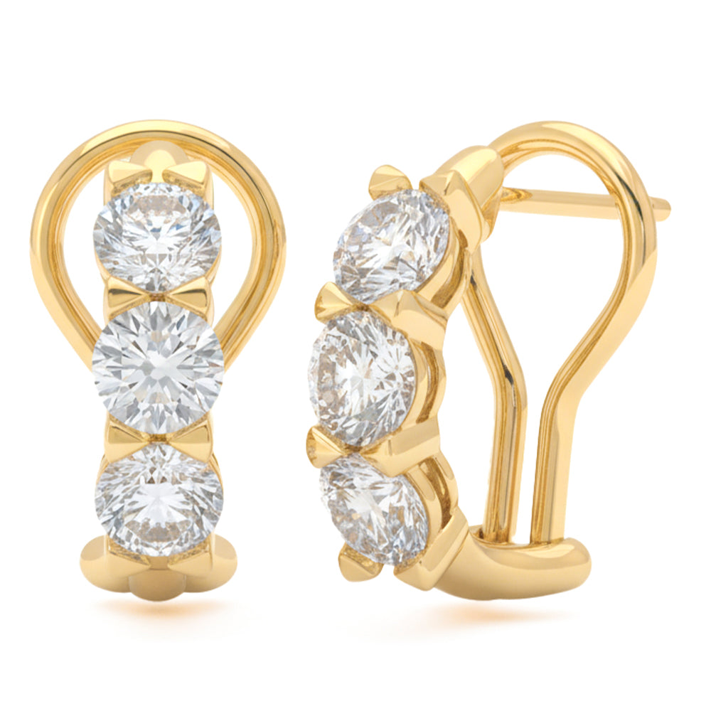 2.04ct 14K Yellow Gold  Diamond Earrings