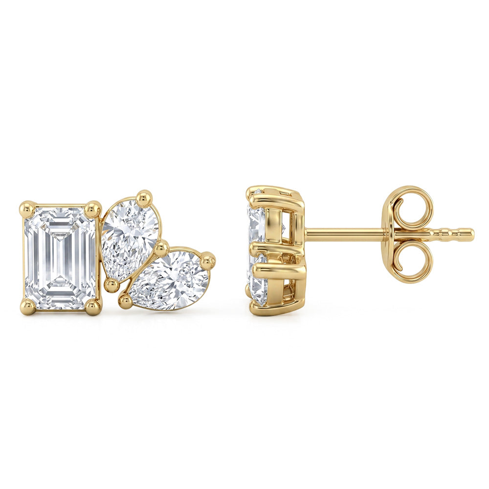 3.00ct 14K Yellow Gold  Diamond Earrings