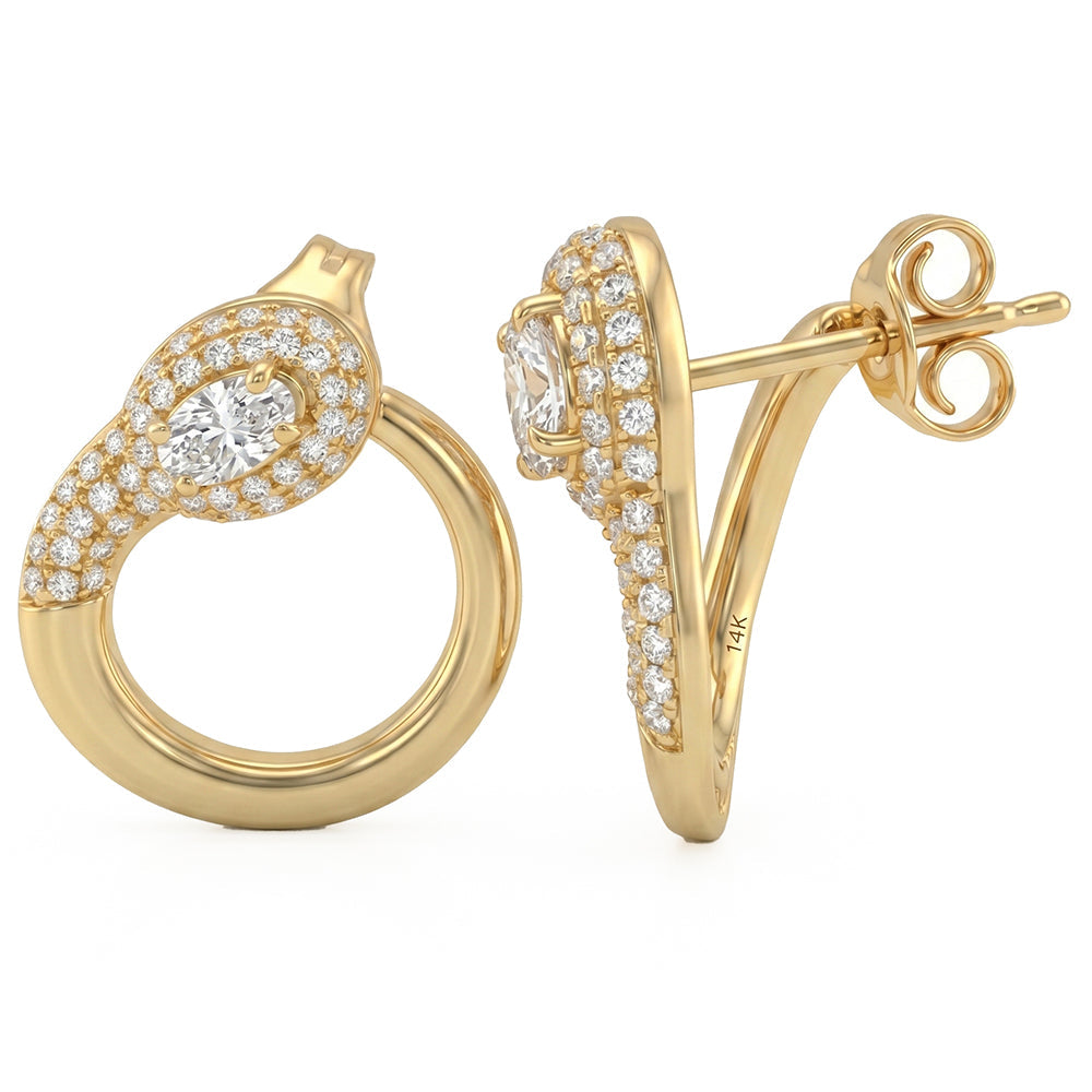 .99ct 14K Yellow Gold  Diamond Earrings