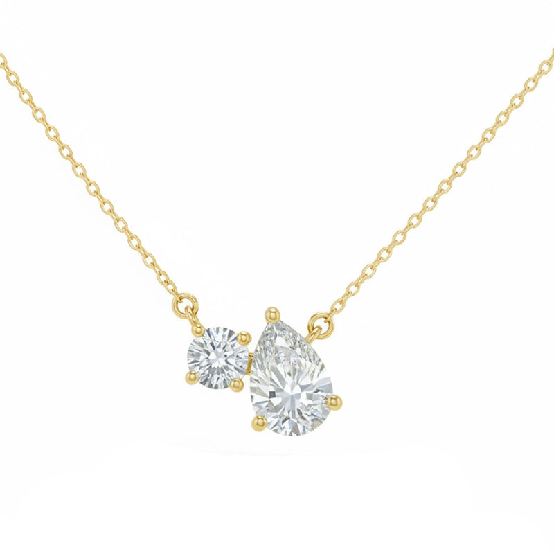 1.02ct 14K Yellow Gold Lab Grown Diamond Necklace 16+2"