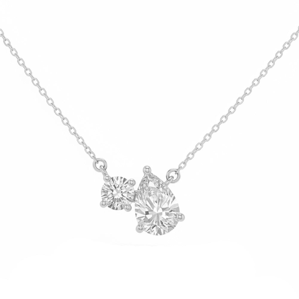 1.04ct 14K White Gold  Diamond Necklace 16+2"