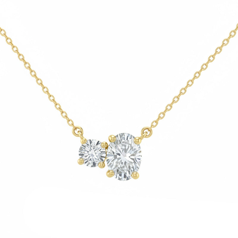 1.04ct 14K Yellow Gold Lab Grown Diamond Necklace 16+2"