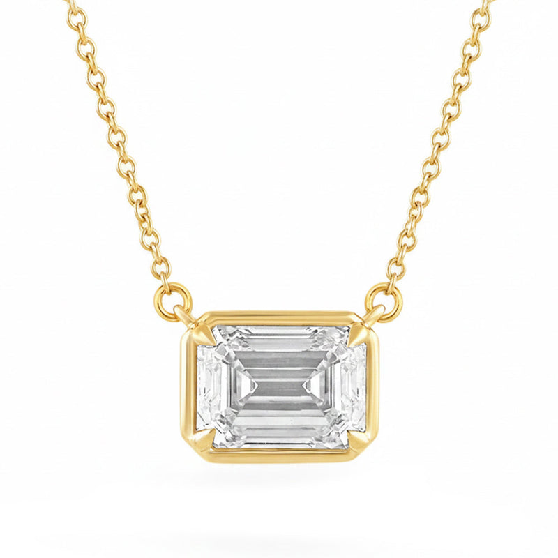 2.05ct 14K Yellow Gold Lab Grown Diamond Necklace 16+2"