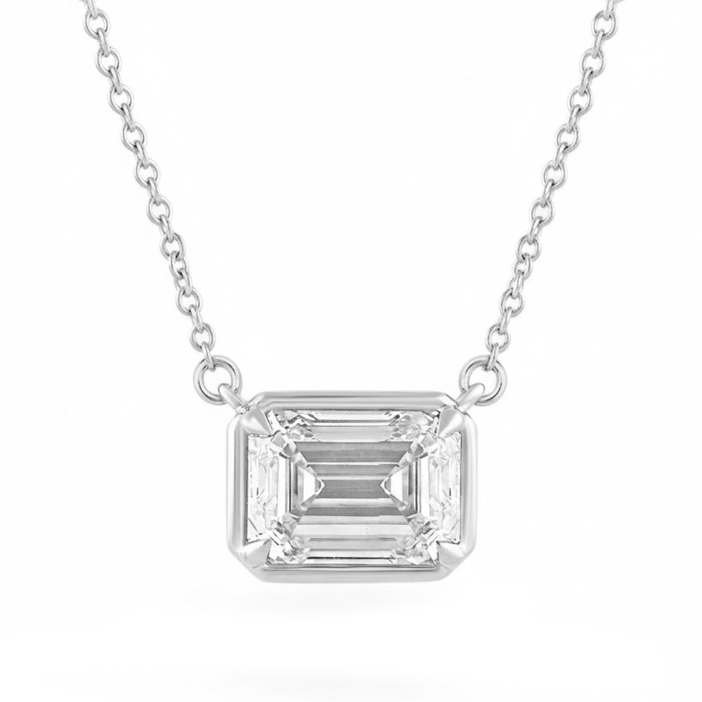 2.06ct 14K White Gold  Diamond Necklace 16+2"