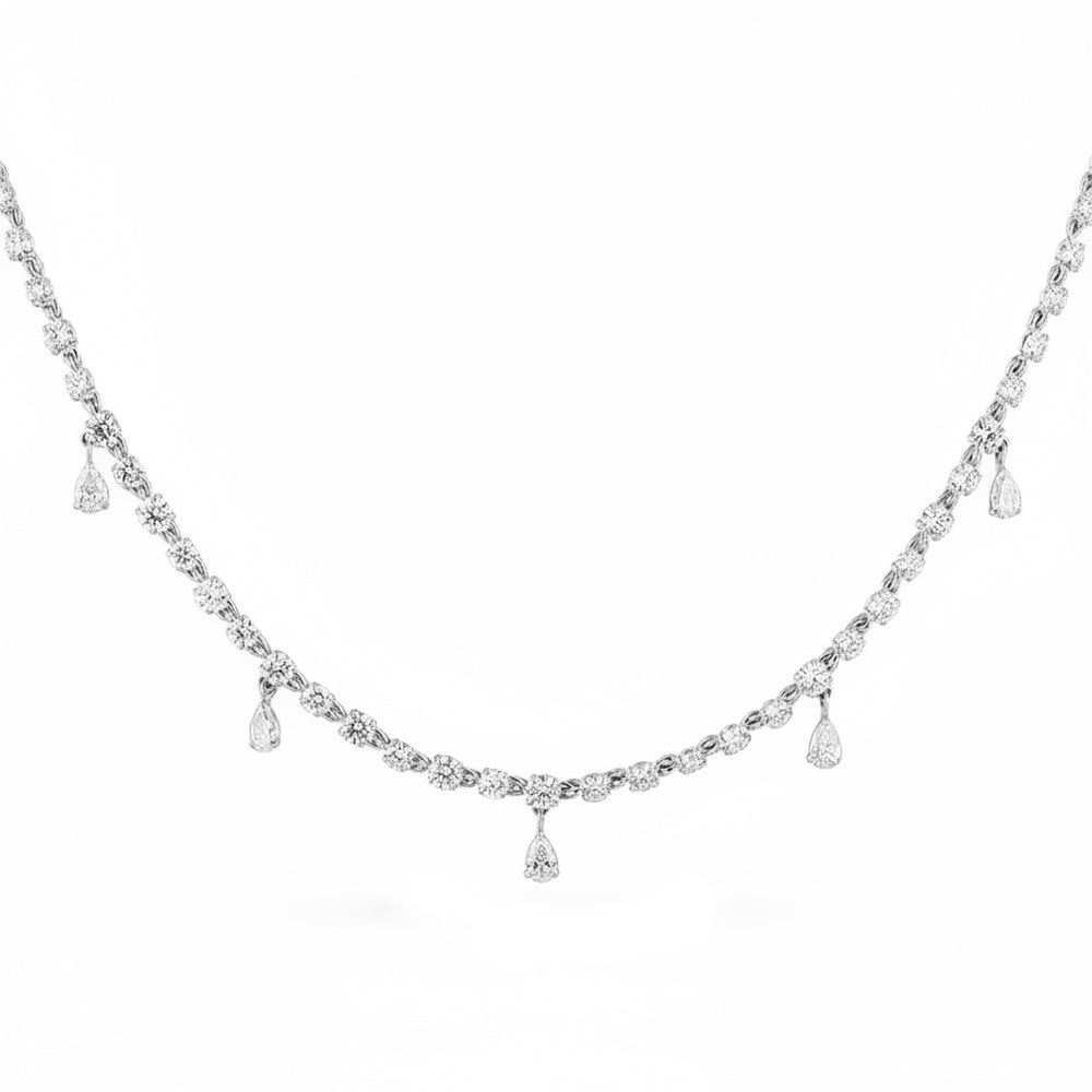 8.25ct 14K White Gold  Diamond Necklace 18"