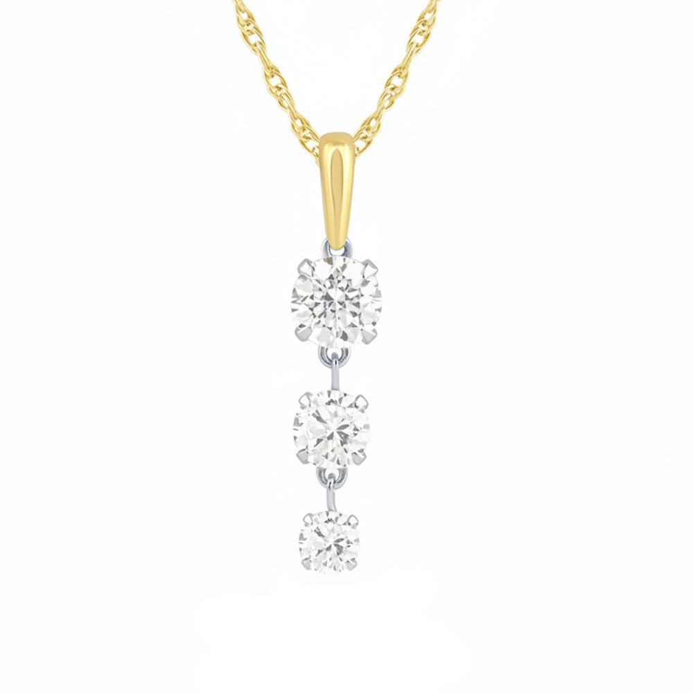 1.00ct 14K Two Tone  Diamond Necklace 18"