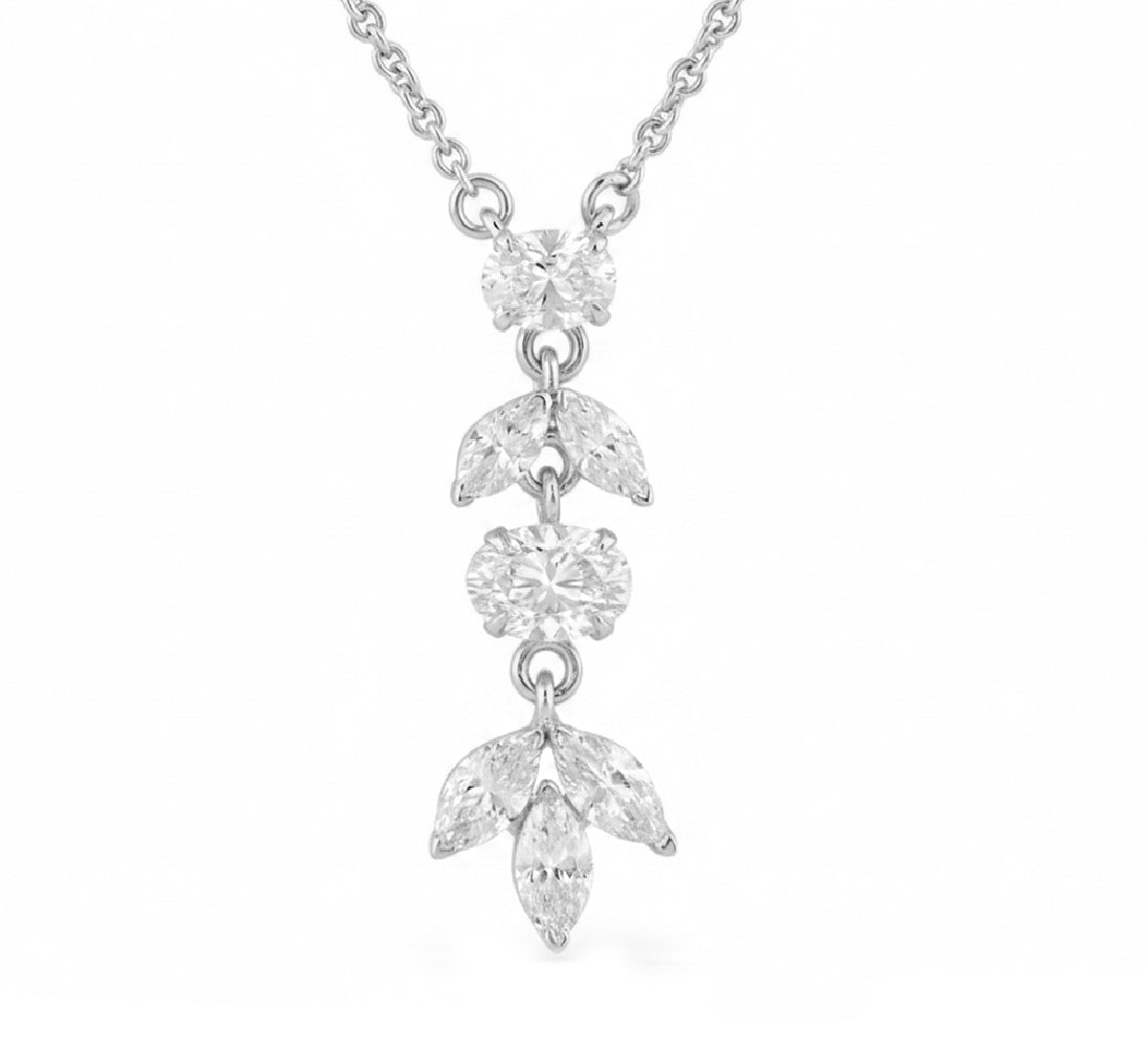 .96ct 14K White Gold  Diamond Necklace 18"