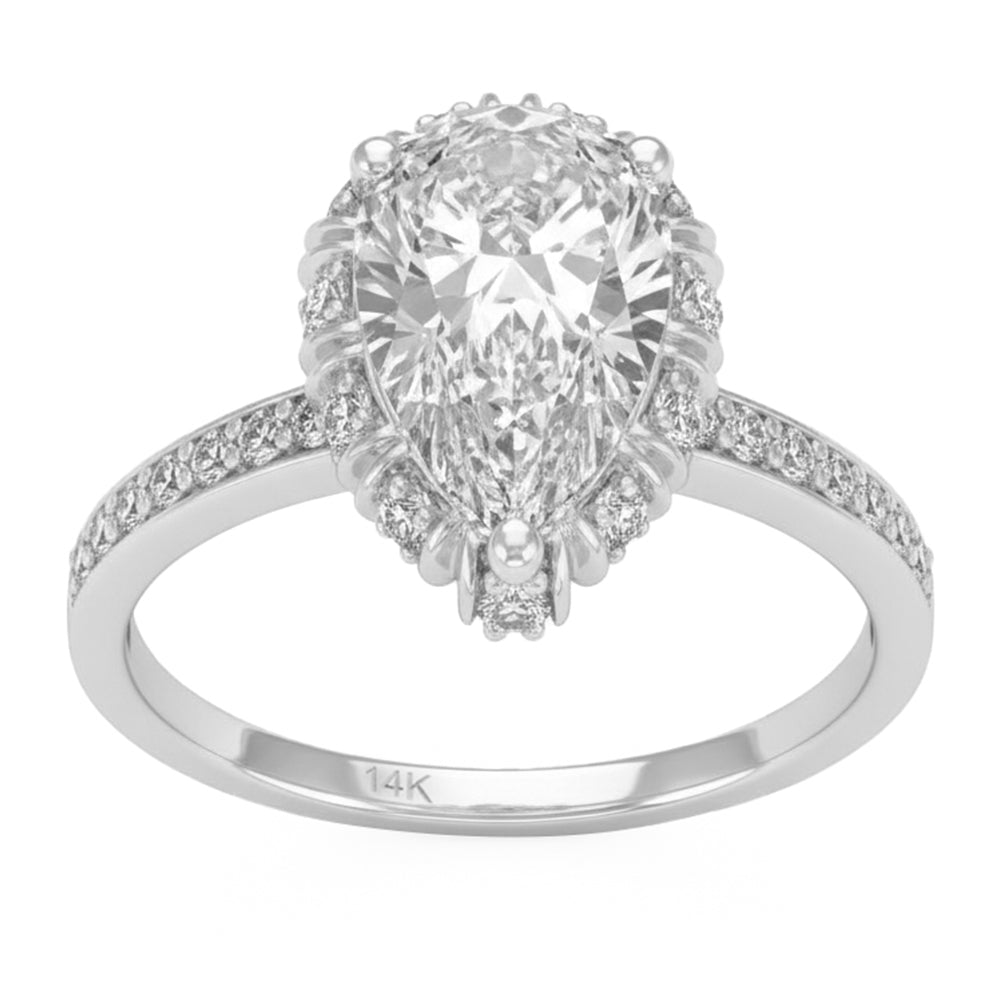 2.4ct 14K White Gold  Diamond Ring Size 6.5