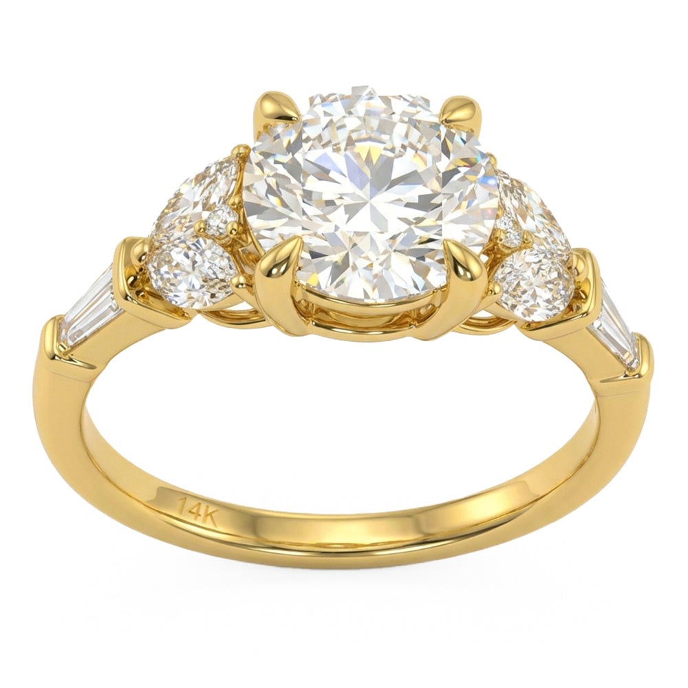 2.53ct 14K Yellow Gold  Diamond Ring Size 6.5