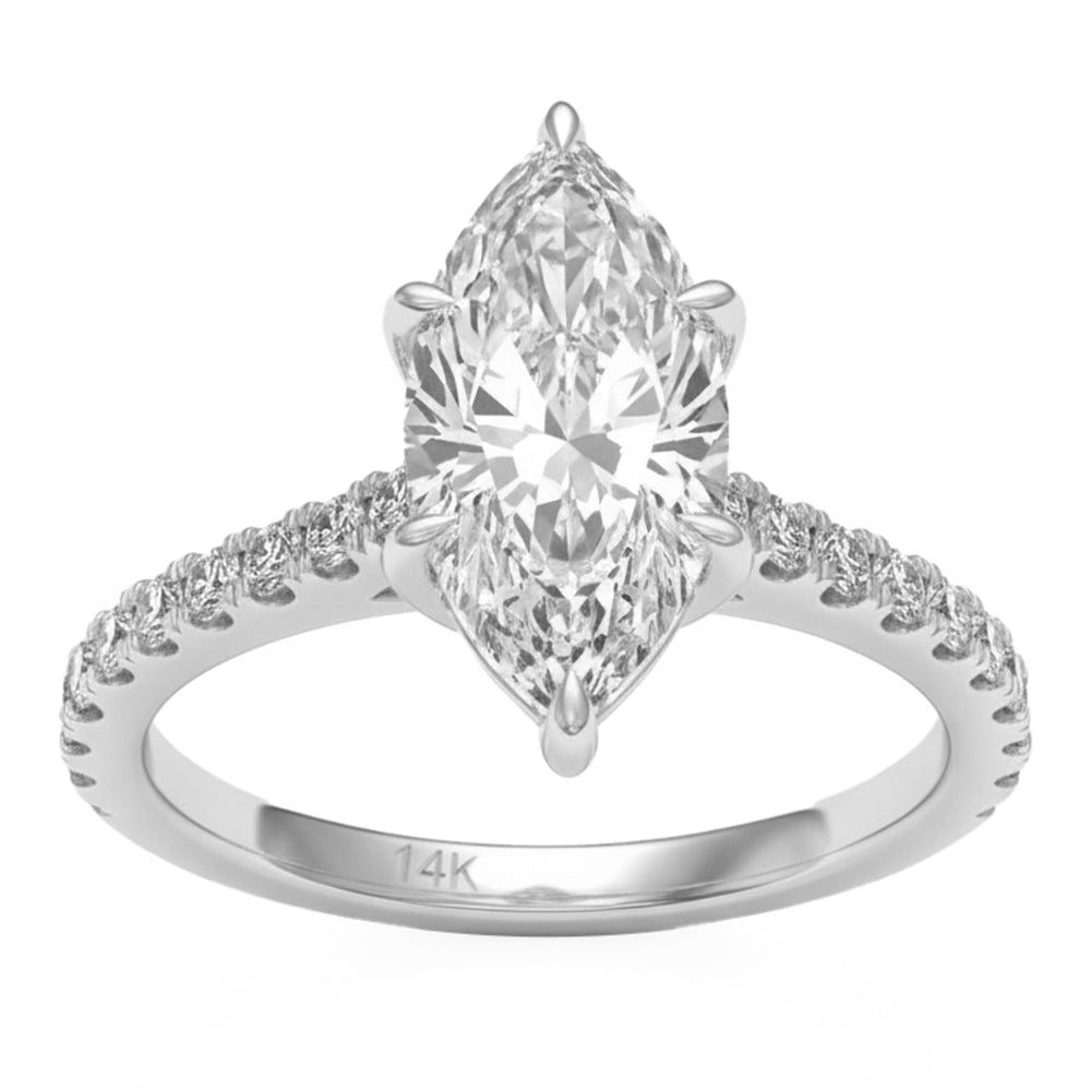 2.52ct 14K White Gold  Diamond Ring Size 6.5