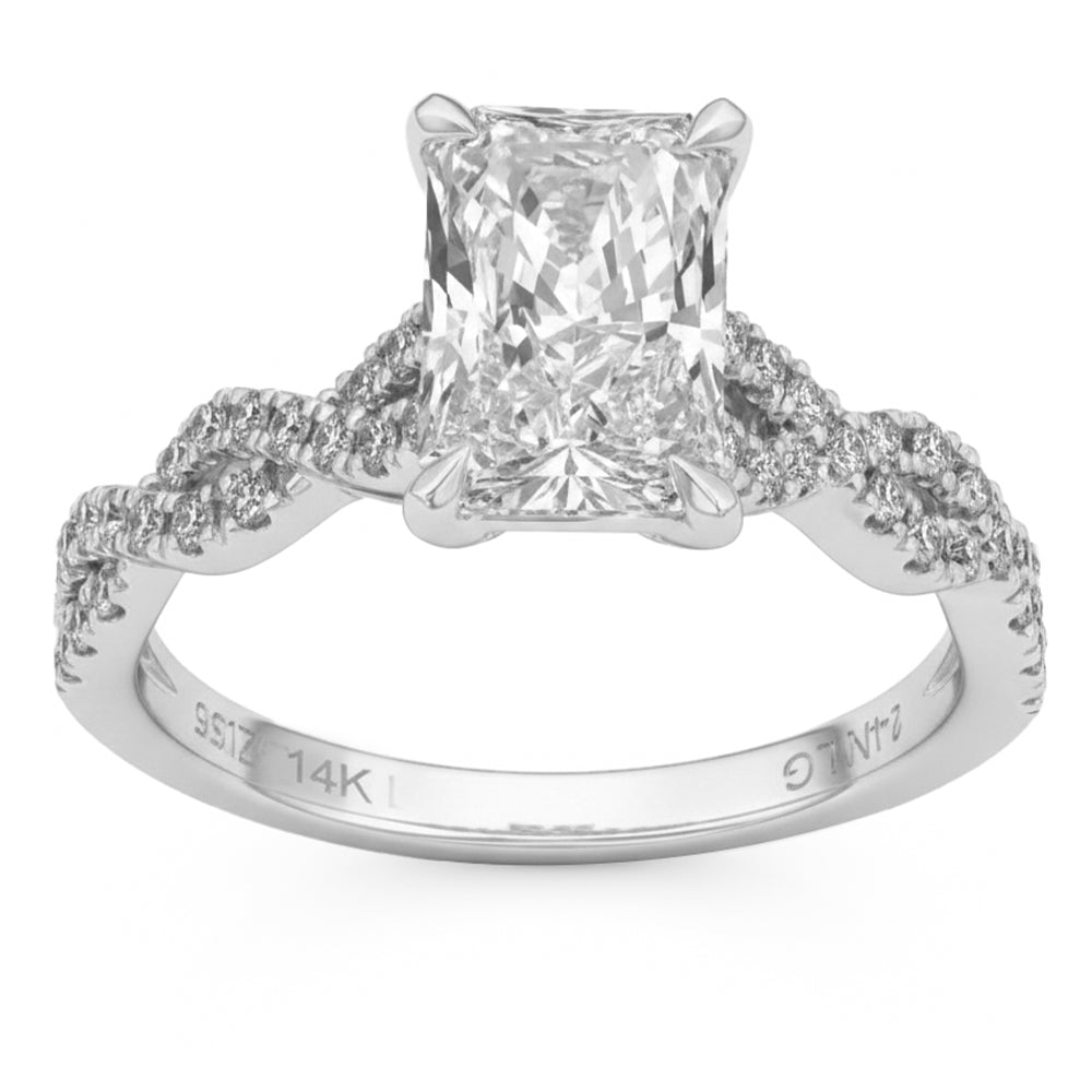 2.35ct 14K White Gold  Diamond Ring Size 6.5