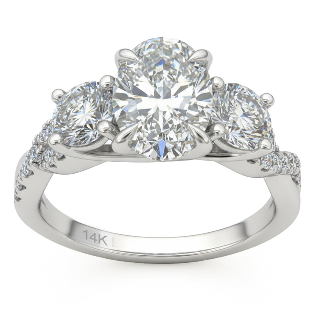 3.27ct 14K White Gold  Diamond Ring Size 6.5