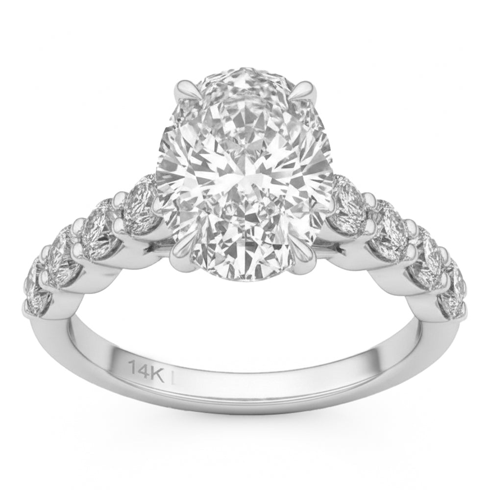 4.05ct 14K White Gold  Diamond Ring Size 6.5