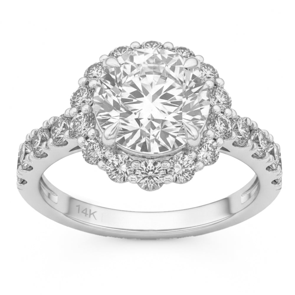 4.33ct 14K White Gold  Diamond Ring Size 6.5