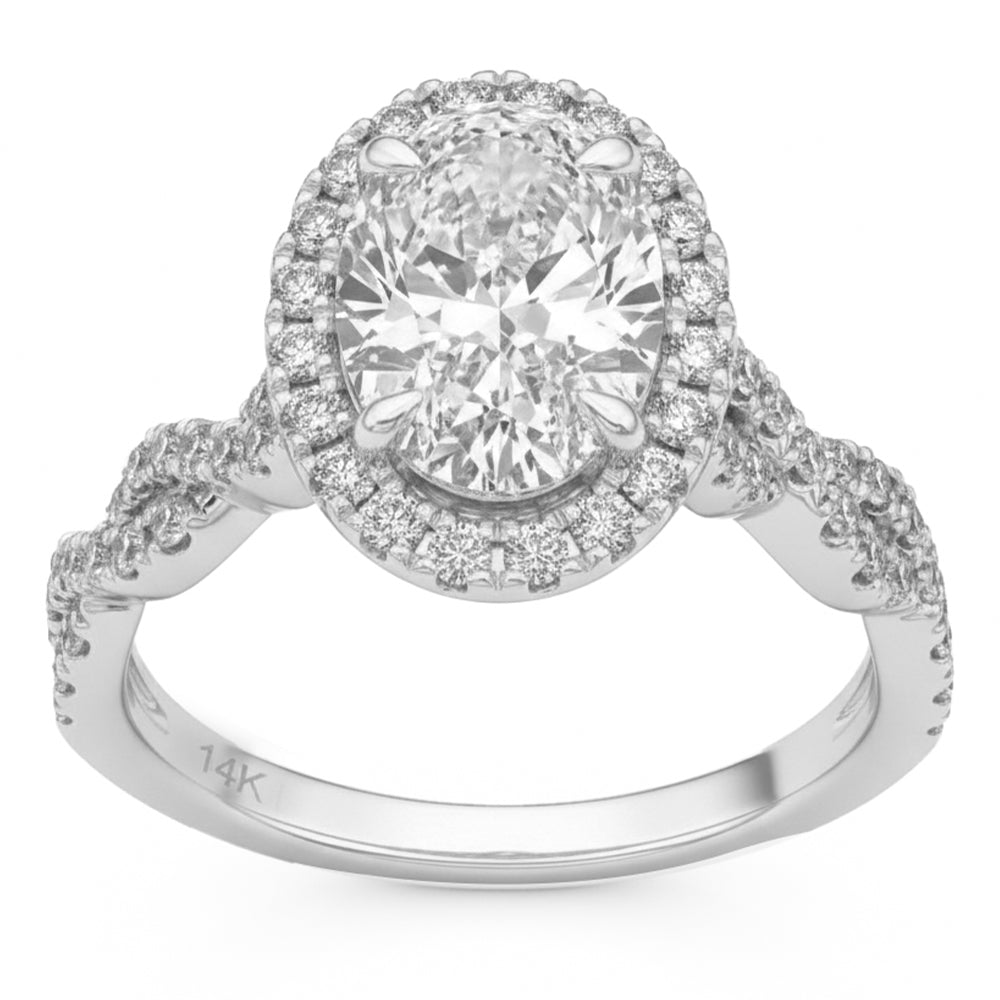 2.6ct 14K White Gold  Diamond Ring Size 6.5