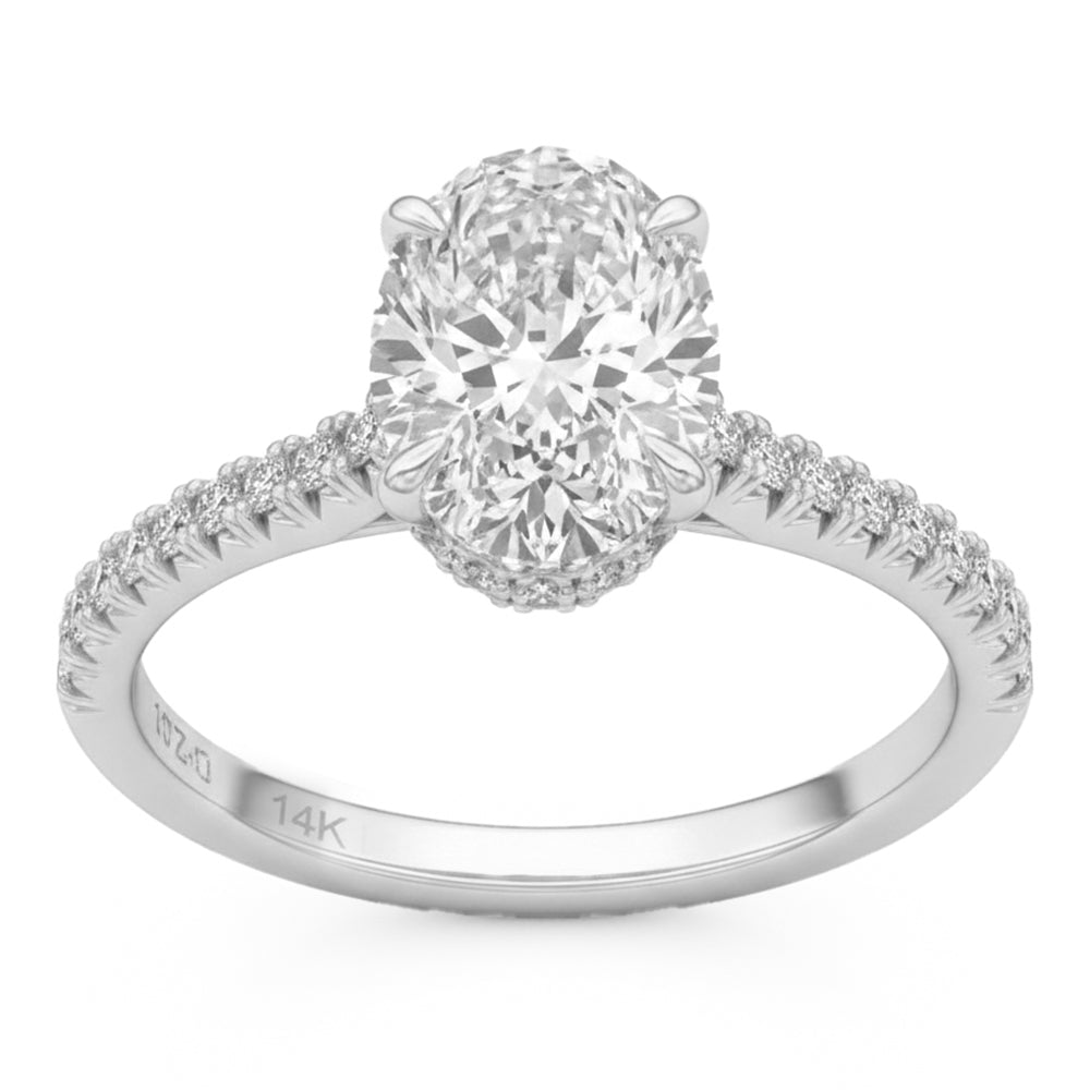 2.42ct 14K White Gold  Diamond Ring Size 6.5