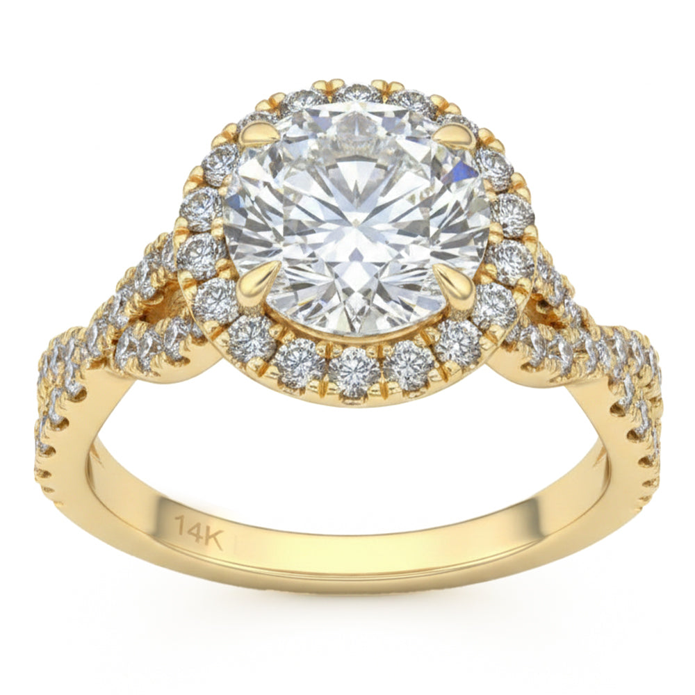 2.8ct 14K Yellow Gold  Diamond Ring Size 6.5