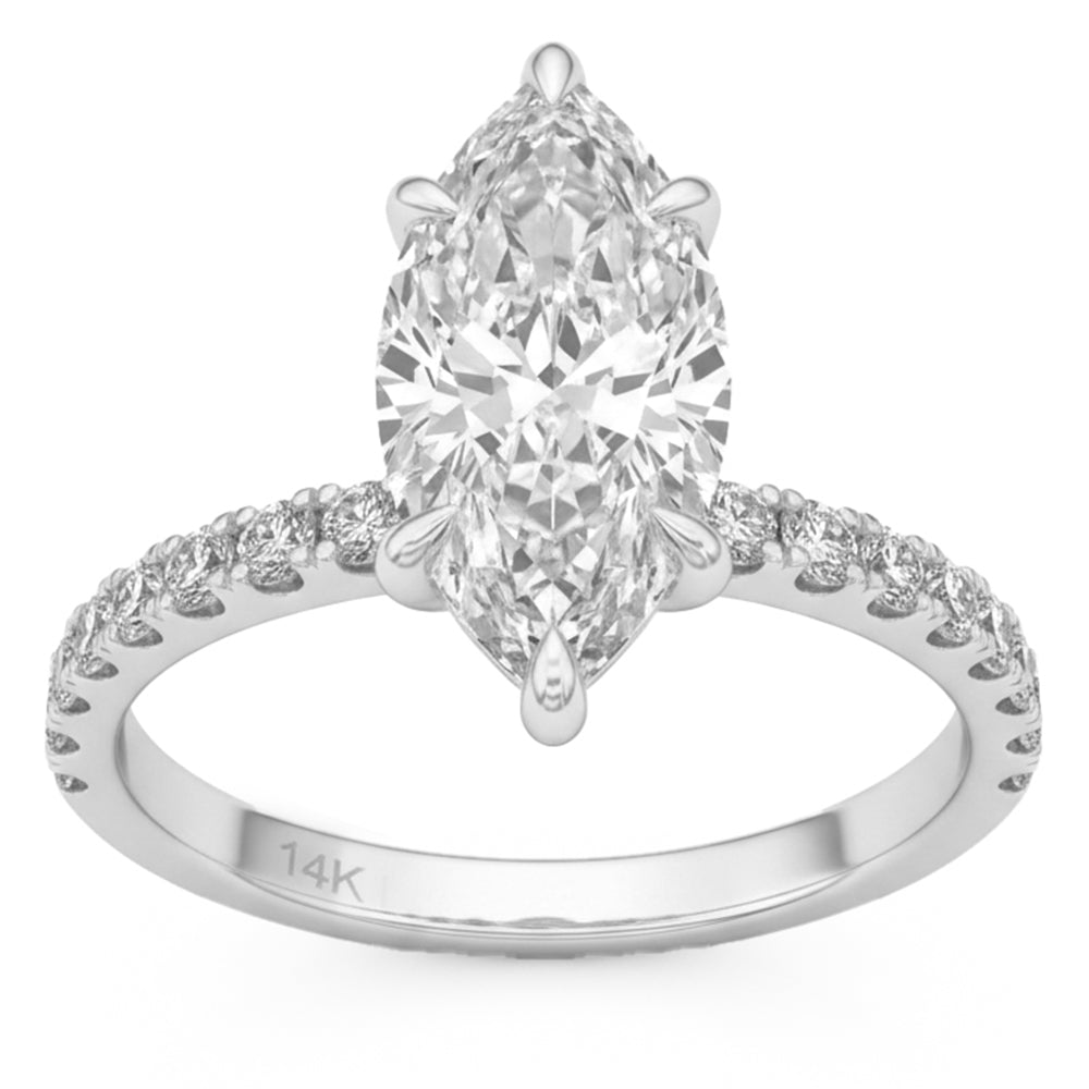 3.64ct 14K White Gold  Diamond Ring Size 6.5