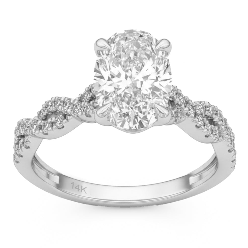 2.35ct 14K White Gold  Diamond Ring Size 6.5