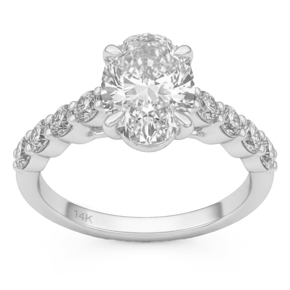 2.79ct 14K White Gold  Diamond Ring Size 6.5