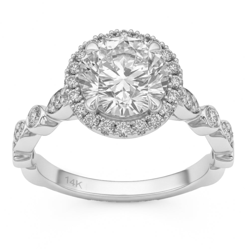 2.49ct 14K White Gold  Diamond Ring Size 6.5