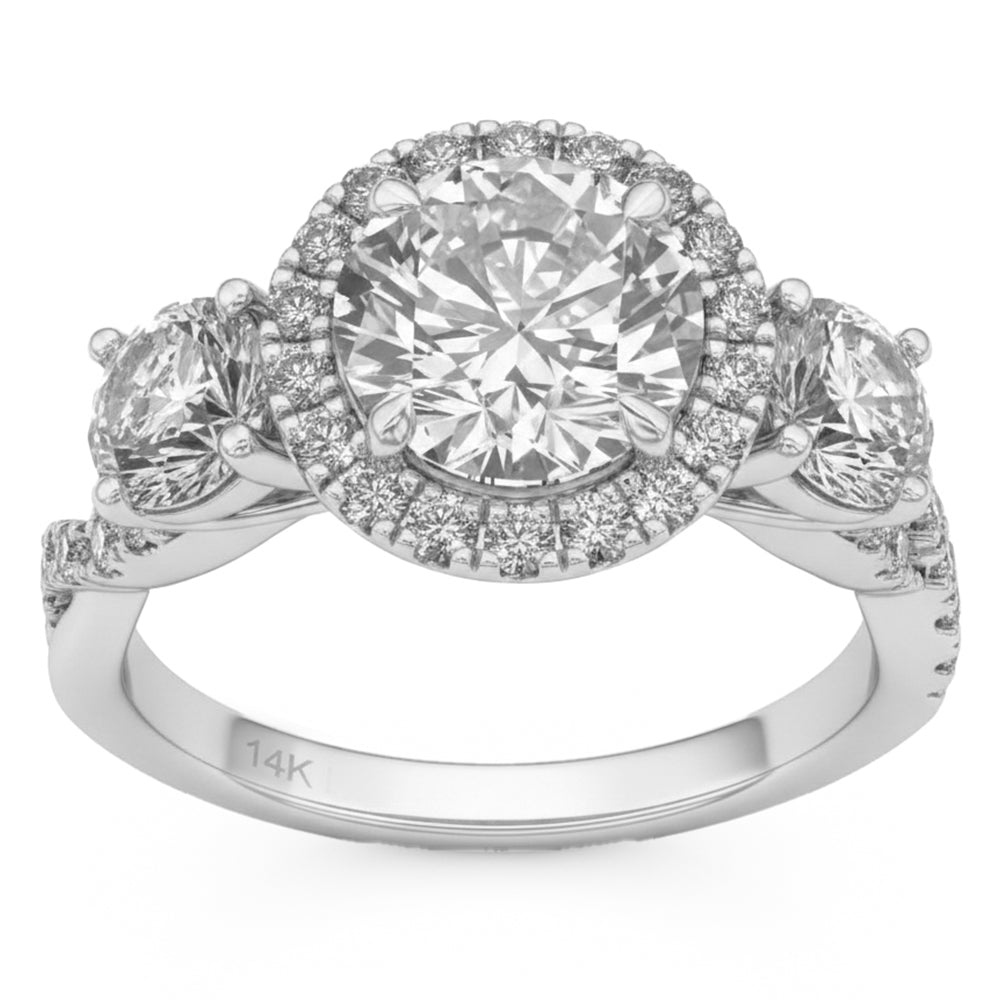3.54ct 14K White Gold  Diamond Ring Size 6.5