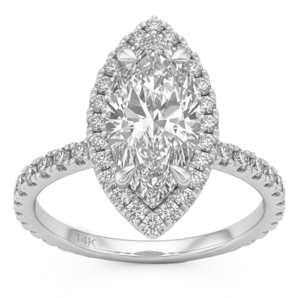 2.74ct 14K White Gold  Diamond Ring Size 6.5