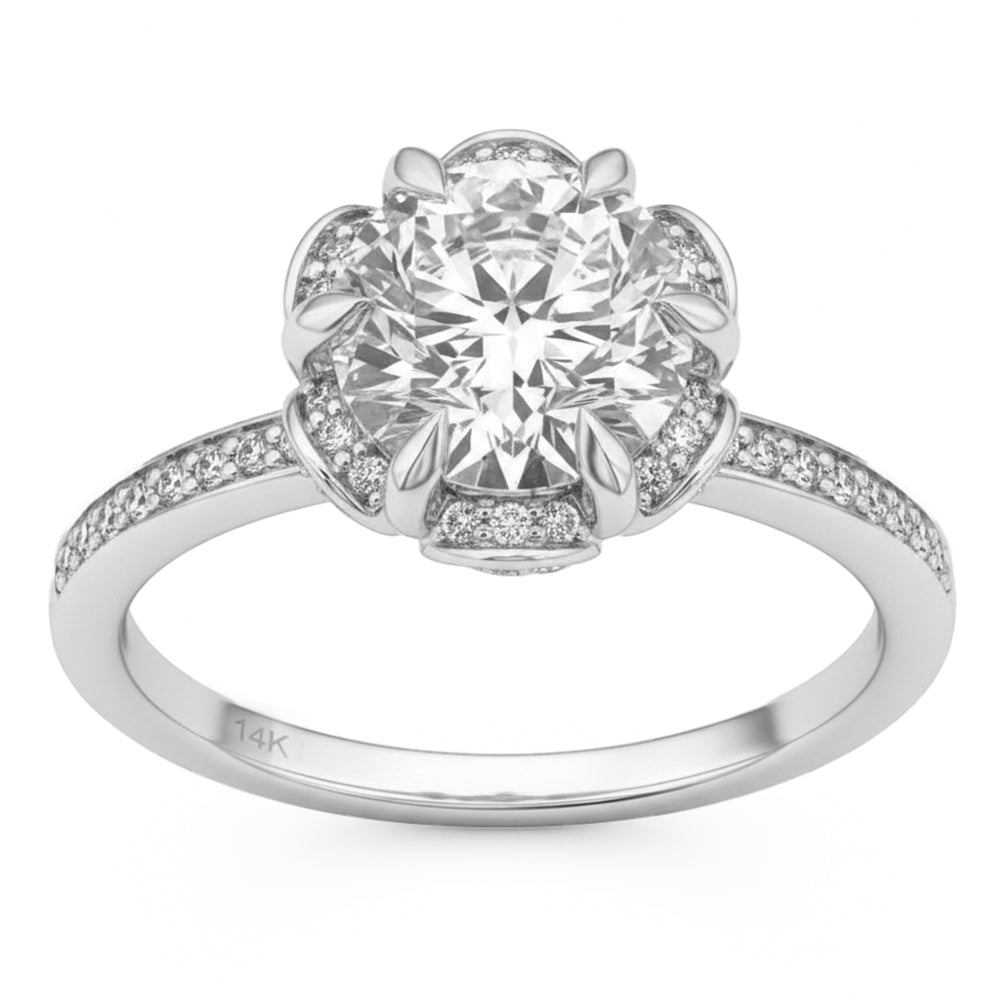 2.34ct 14K White Gold  Diamond Ring Size 6.5