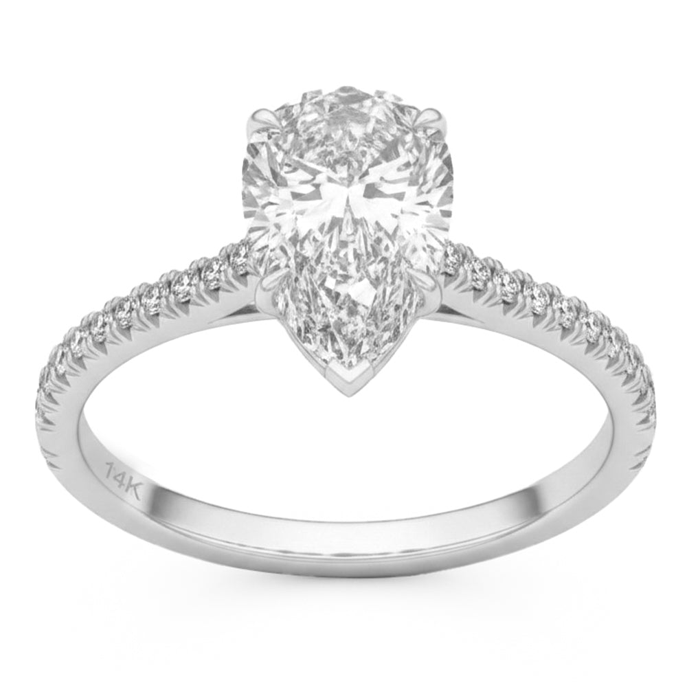 2.4ct 14K White Gold  Diamond Ring Size 6.5