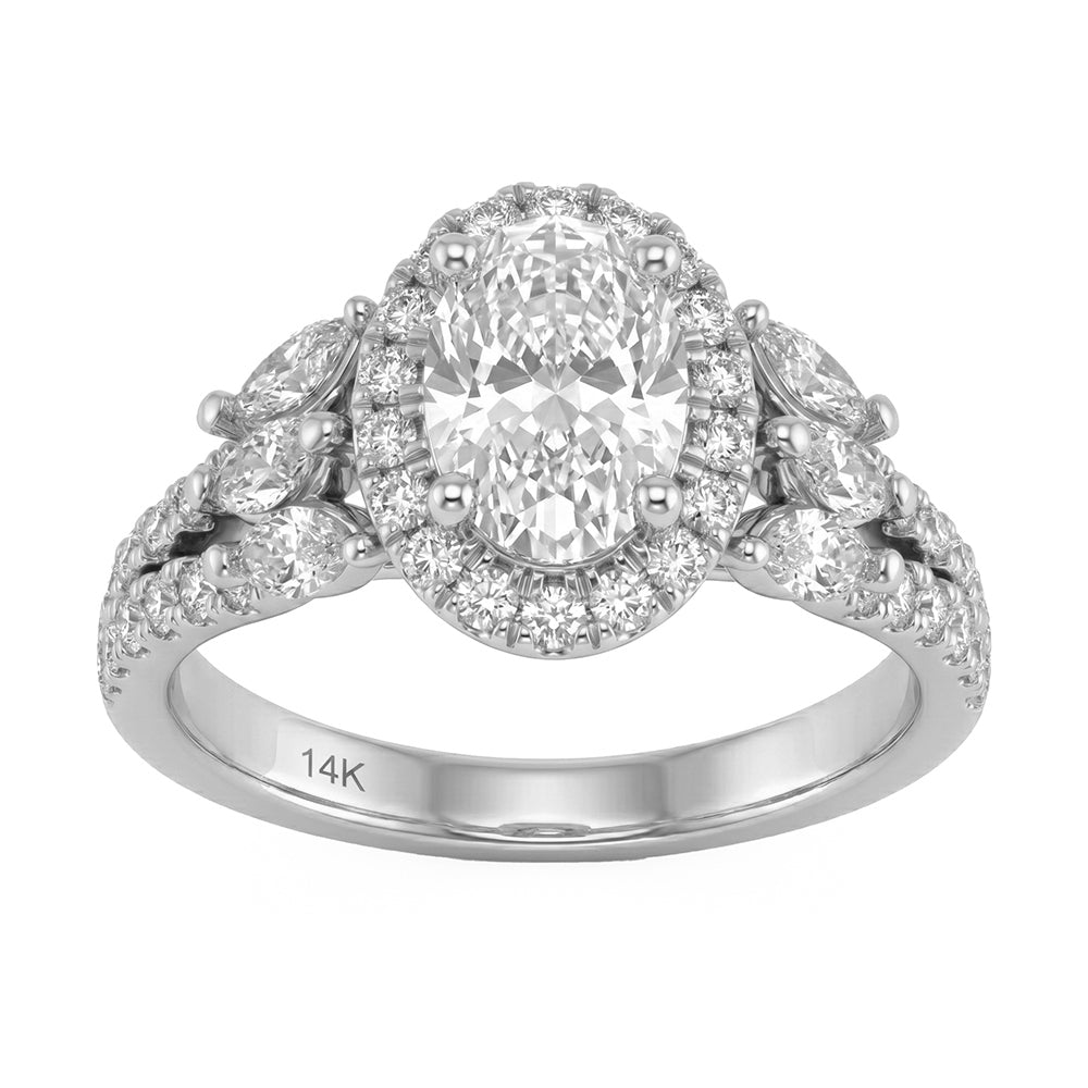 1.89ct 14K White Gold  Diamond Ring Size 6.5