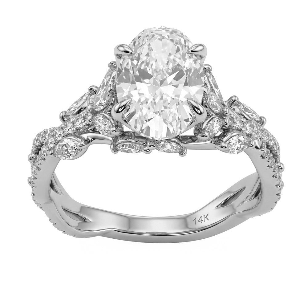2.86ct 14K White Gold  Diamond Ring Size 6.5