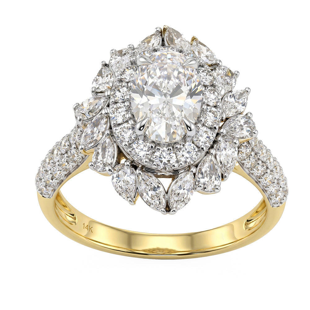 2.41ct 14K Yellow Gold  Diamond Ring Size 6.5