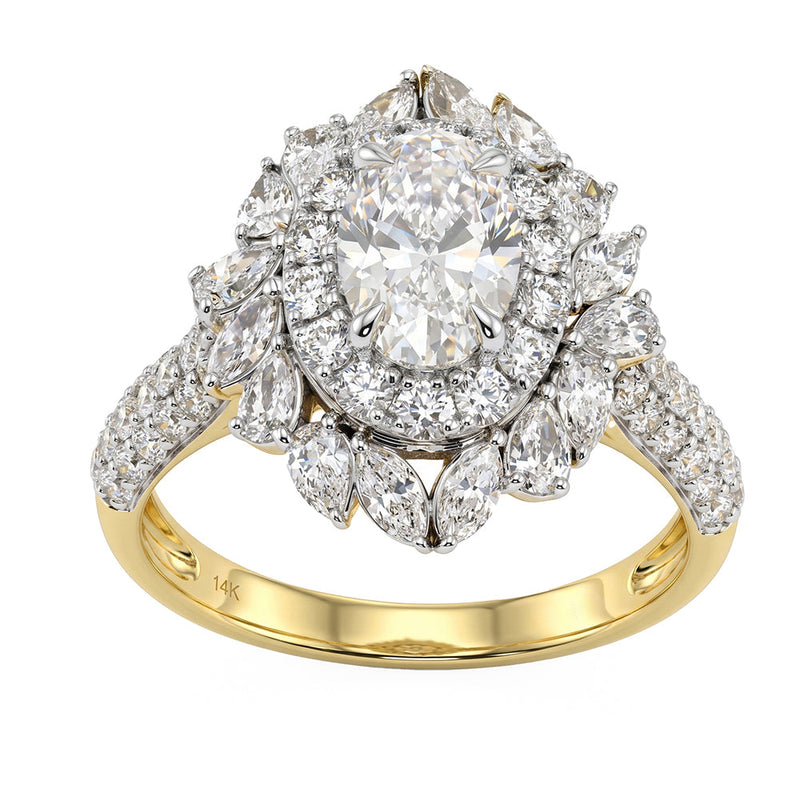 2.41ct 14K Yellow Gold Lab Grown Diamond Ring Size 6.5