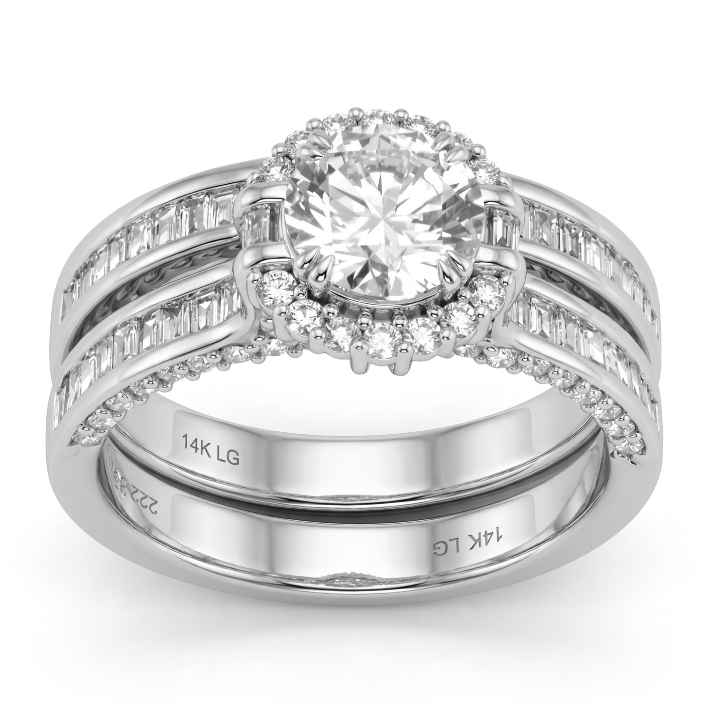 2.22ct 14K White Gold  Diamond Ring Size 6.5