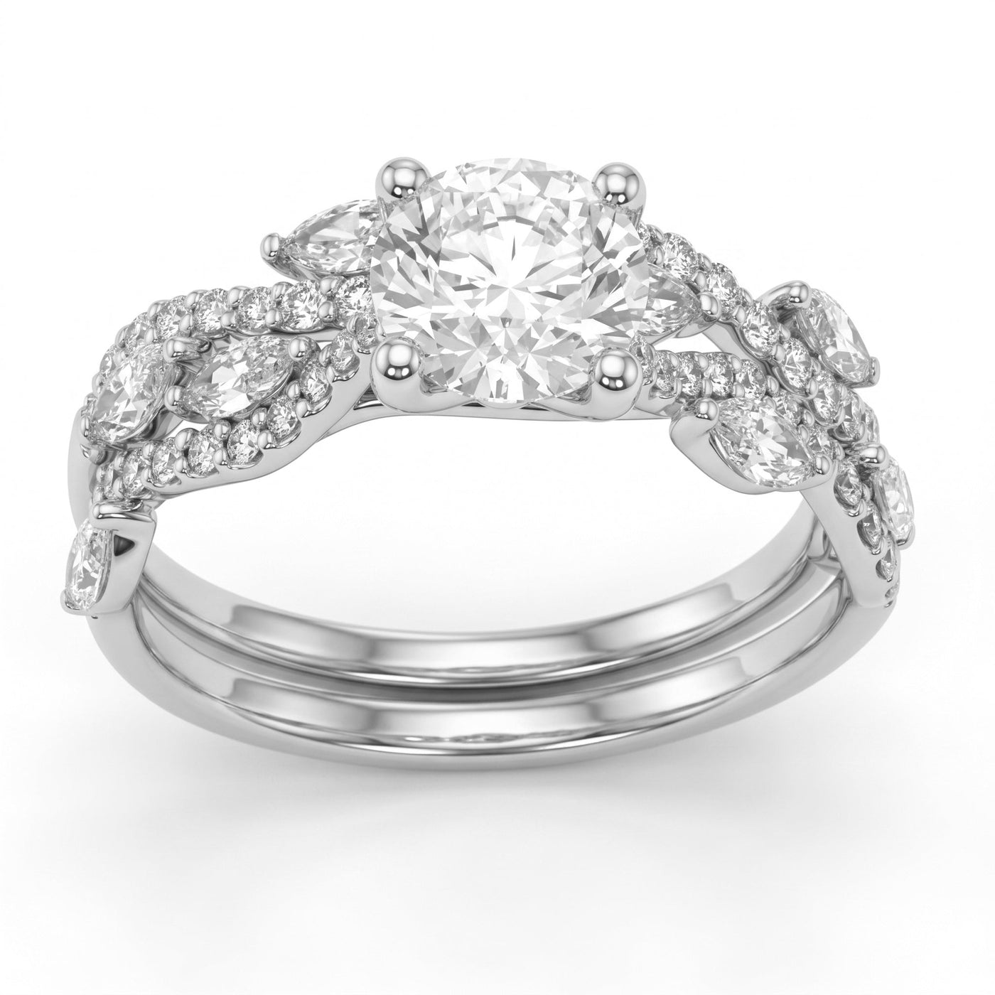 1.84ct 14K White Gold  Diamond Ring Size 6.5