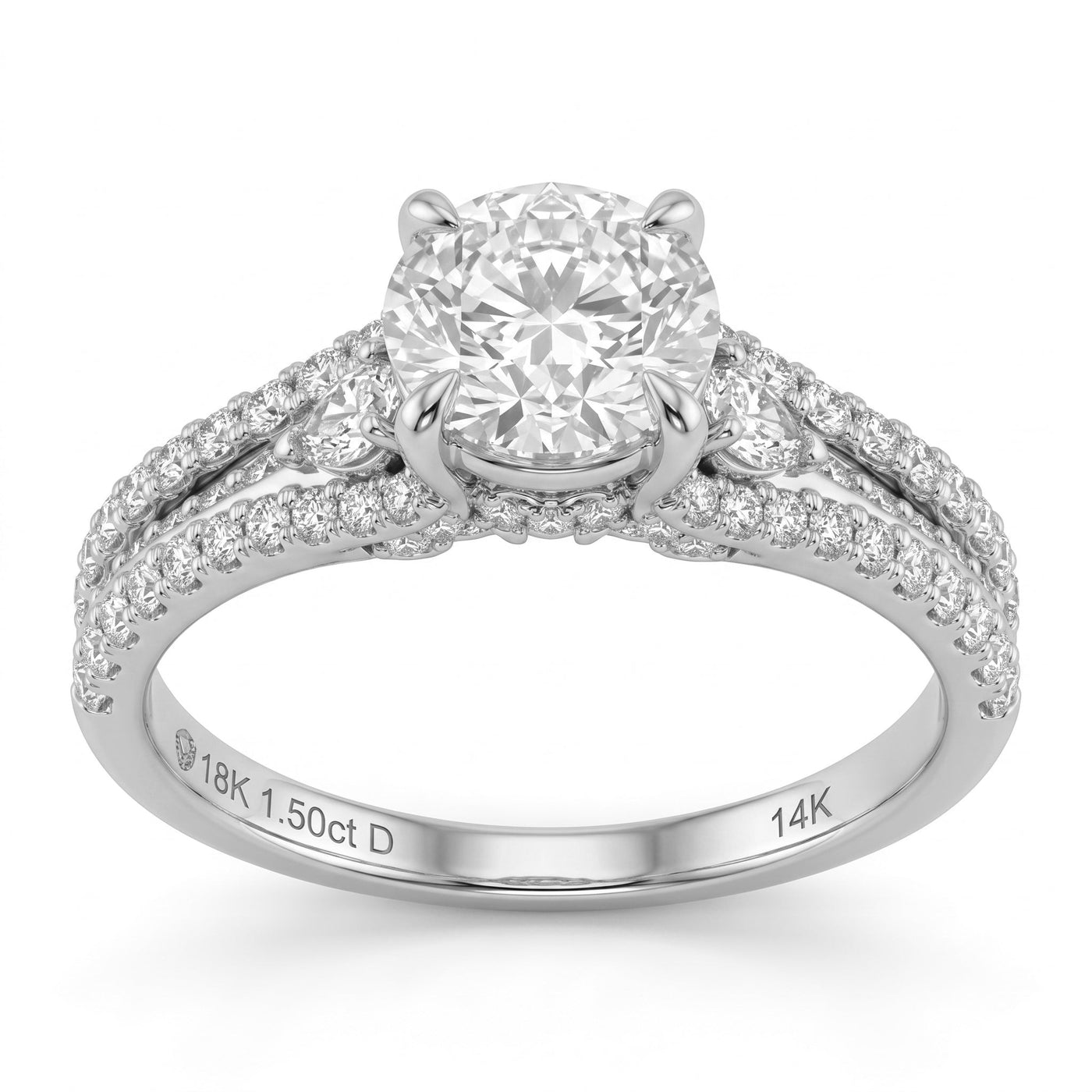 1.84ct 14K White Gold  Diamond Ring Size 6.5