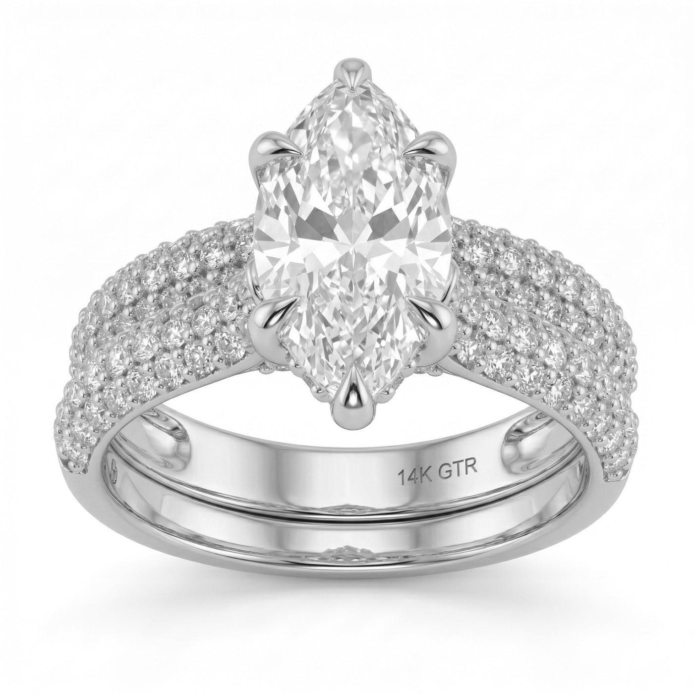 3.03ct 14K White Gold  Diamond Ring Size 6.5