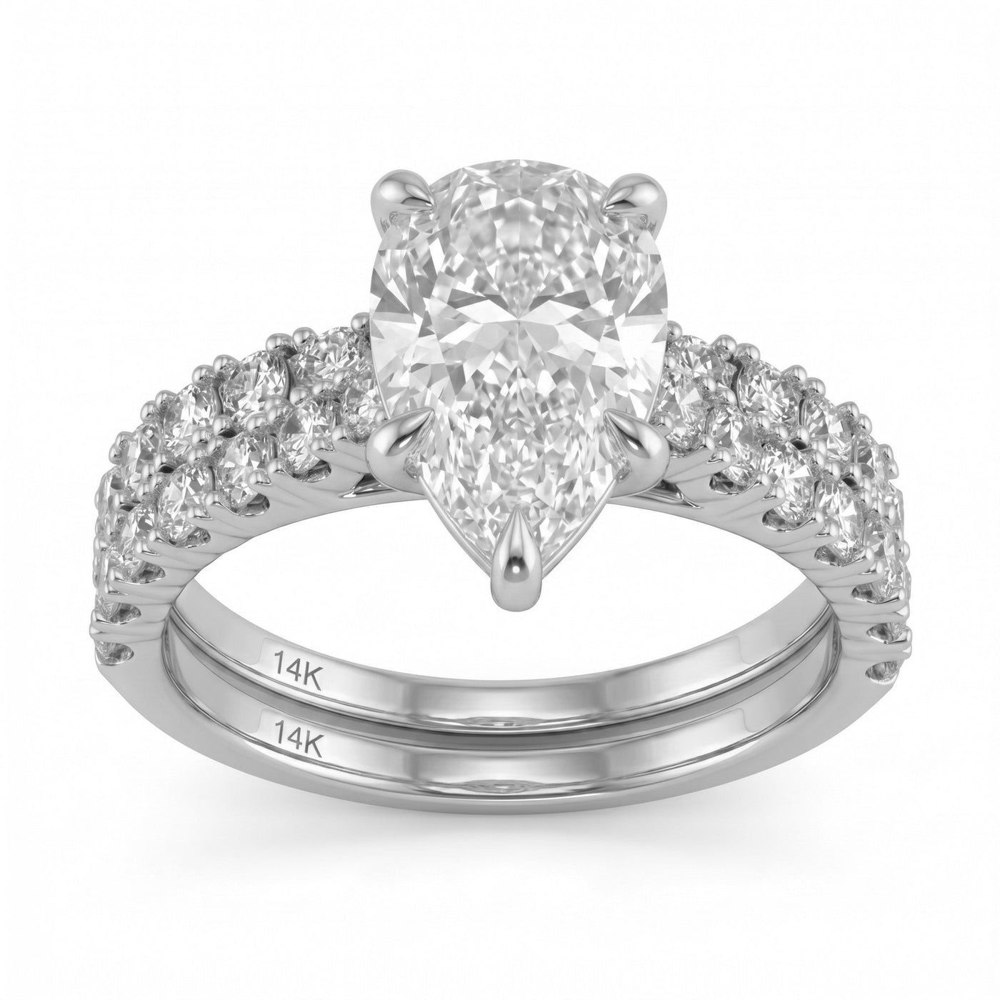 2.98ct 14K White Gold  Diamond Ring Size 6.5