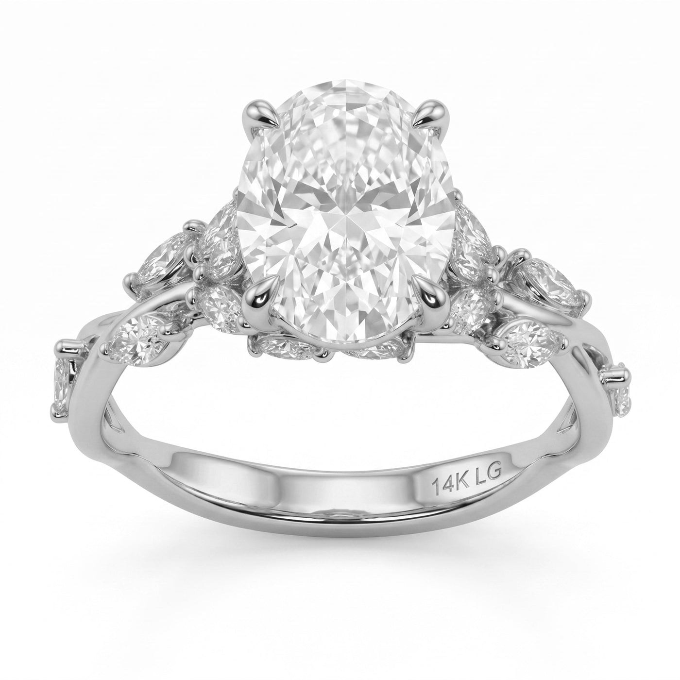 3.81ct 14K White Gold  Diamond Ring Size 6.5
