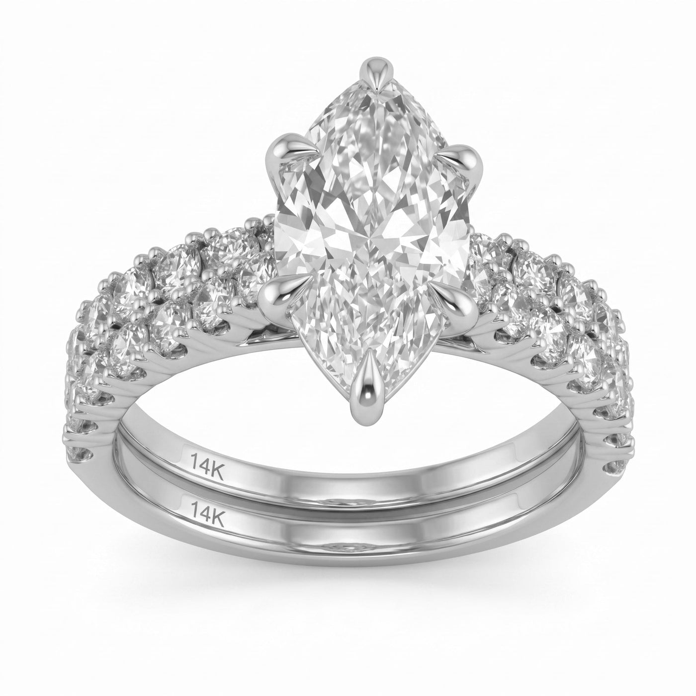 3ct 14K White Gold  Diamond Ring Size 6.5