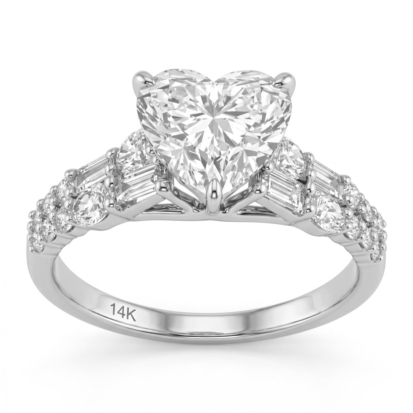 2.78ct 14K White Gold  Diamond Ring Size 6.5