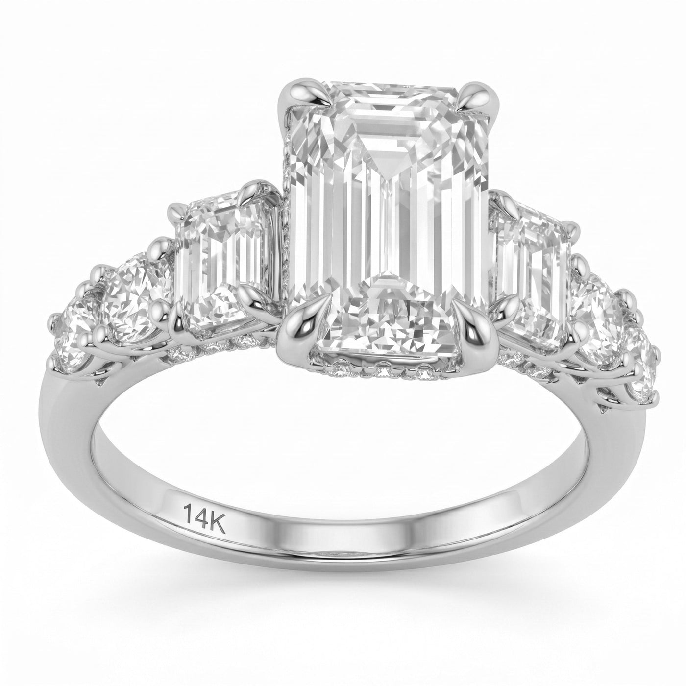 4.46ct 14K White Gold  Diamond Ring Size 6.5
