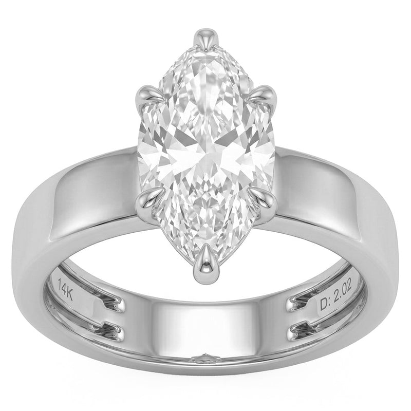 3.03ct 14K White Gold Lab Grown Diamond Ring Size 6.5