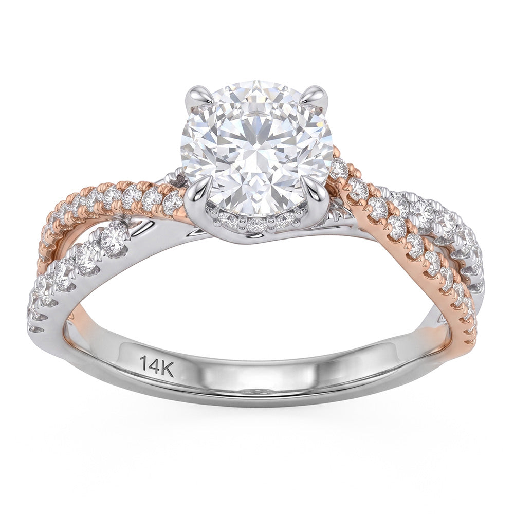1.48ct 14K Two Tone  Diamond Ring Size 6.5