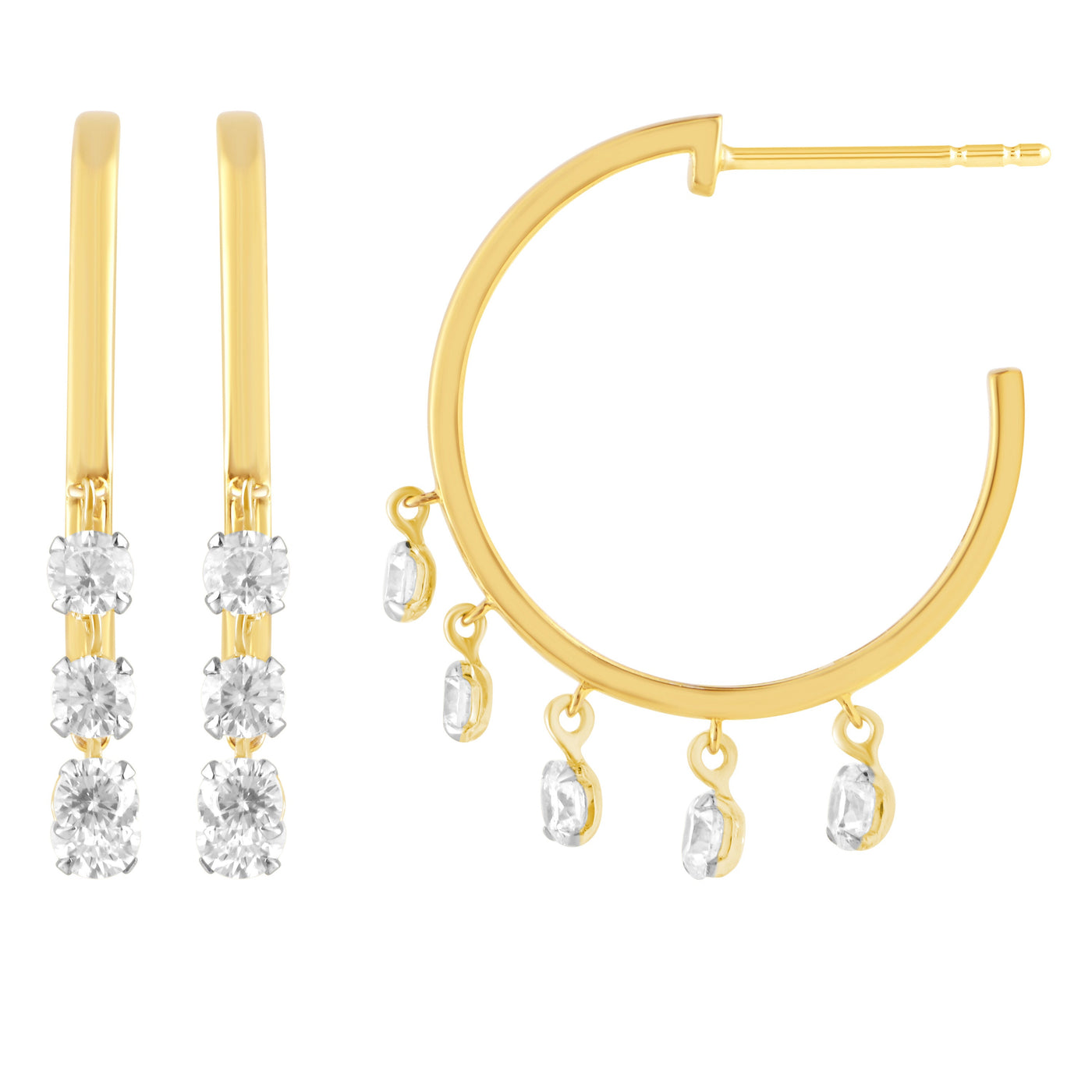 .98ct 14K Yellow Gold  Diamond Earrings